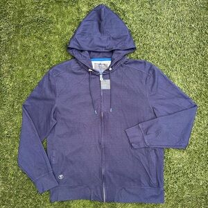 Twillory Athlounger Full Zip Hoodie Sweatshirt Denim Navy Blue Size L
